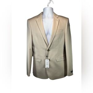 Share Express Men's Stretch Suit Jacket Beige 36R Slim Dry Clean Only